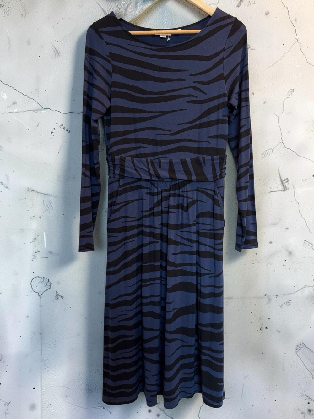 Boden Women Abigail Jersey Dress Navy Animal Print Size 6L Casual Chic Preppy
